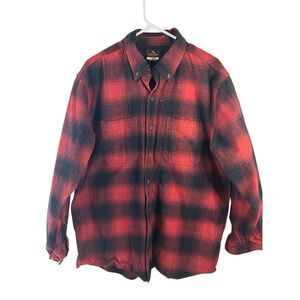 Ridgecut large heavy‎ duty thick cotton flannel shirt red black plaid